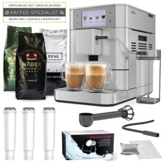 KitchenAid Kaffeevollautomat KF8 Edelstahl - Set mit 3 kg Kaffee und Zubehör