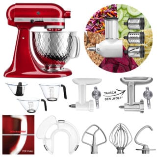 KitchenAid Küchenmaschine 5KSM156Q Fleischwolf Gemüse Set Liebesapfelrot