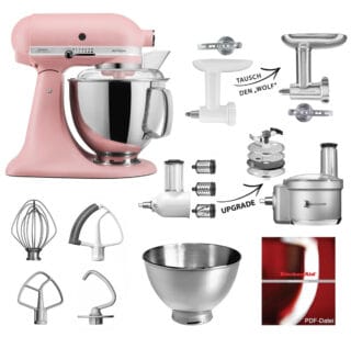 KitchenAid Küchenmaschine 5KSM175PS Fleischwolf Gemüse Set Altrosa