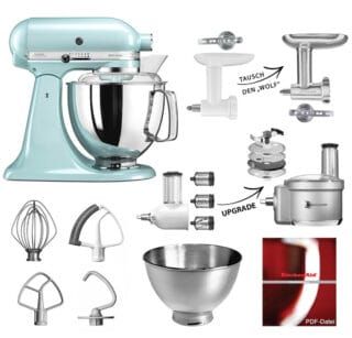 KitchenAid Küchenmaschine 5KSM175PS Fleischwolf Gemüse Set Eisblau