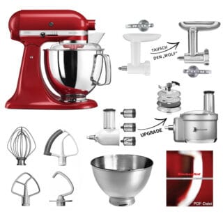 KitchenAid Küchenmaschine 5KSM175PS Fleischwolf Gemüse Set Empire Rot
