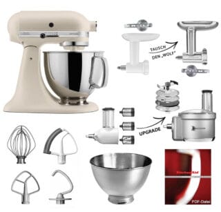 KitchenAid Küchenmaschine 5KSM175PS Fleischwolf Gemüse Set Fresh Linen