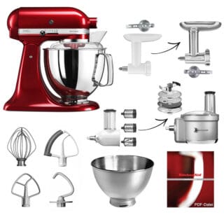 KitchenAid Küchenmaschine 5KSM175PS Fleischwolf Gemüse Set Liebesapfelrot