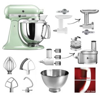 KitchenAid Küchenmaschine 5KSM175PS Fleischwolf Gemüse Set Pistazie
