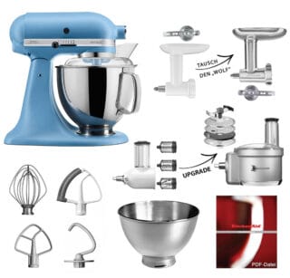KitchenAid Küchenmaschine 5KSM175PS Fleischwolf Gemüse Set Samtblau