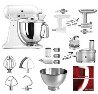 KitchenAid Küchenmaschine 5KSM175PS Fleischwolf Gemüse Set Weiß