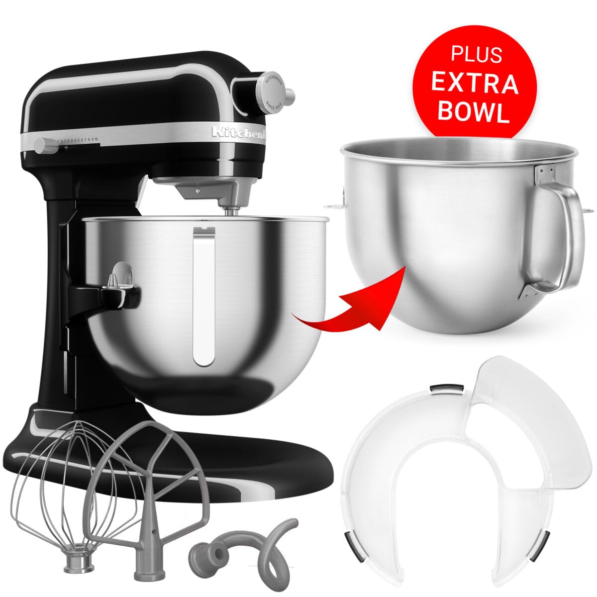 KitchenAid Küchenmaschine 6,6L Heavy Duty Onyx Schwarz PLUS Extra-Schüssel