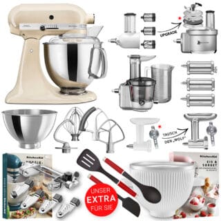KitchenAid Küchenmaschine Artisan 5KSM175 Alleskönner-Set Creme/Mandel