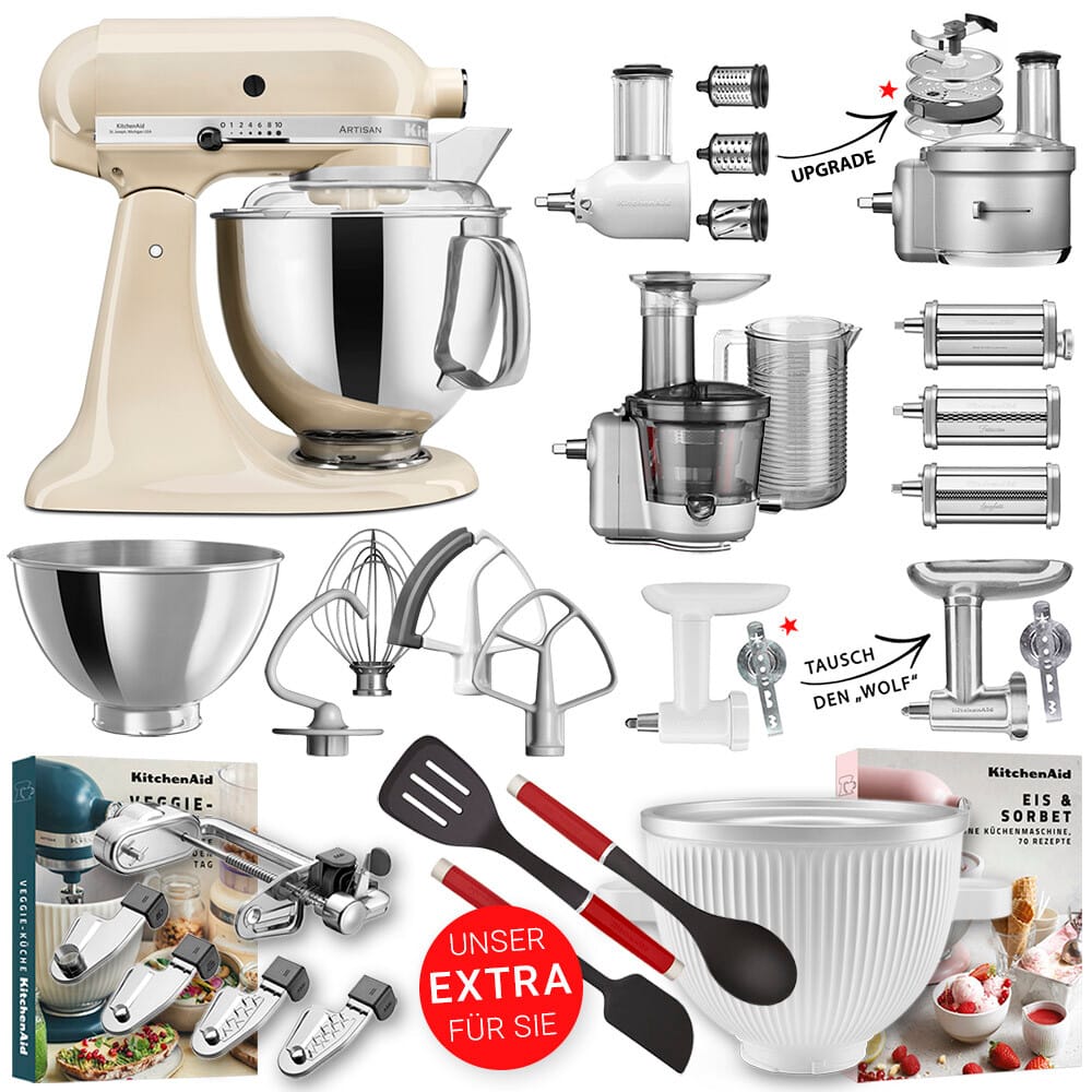 KitchenAid Küchenmaschine Artisan 5KSM175 Alleskönner-Set Creme/Mandel