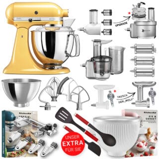 KitchenAid Küchenmaschine Artisan 5KSM175 Alleskönner-Set Pastellgelb