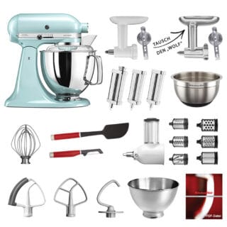 KitchenAid Küchenmaschine Artisan 5KSM175PS Mega-Paket Eisblau