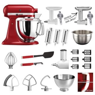 KitchenAid Küchenmaschine Artisan 5KSM175PS Mega-Paket Empire Rot