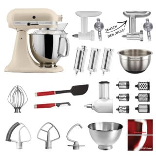 KitchenAid Küchenmaschine Artisan 5KSM175PS Mega-Paket Fresh Linen