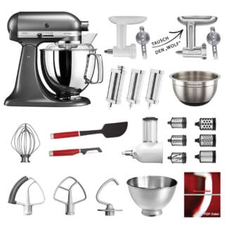 KitchenAid Küchenmaschine Artisan 5KSM175PS Mega-Paket Medallion Silber