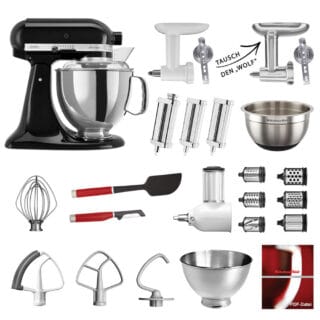 KitchenAid Küchenmaschine Artisan 5KSM175PS Mega-Paket Onyx Schwarz