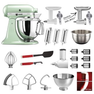 KitchenAid Küchenmaschine Artisan 5KSM175PS Mega-Paket Pistazie