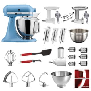 KitchenAid Küchenmaschine Artisan 5KSM175PS Mega-Paket Samtblau