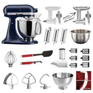 KitchenAid Küchenmaschine Artisan 5KSM175PS Mega-Paket Tintenblau