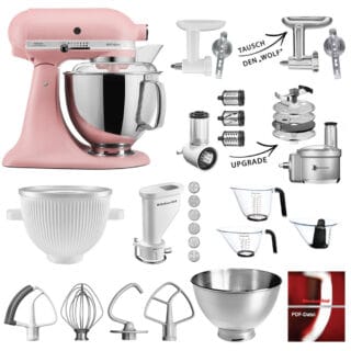 KitchenAid Küchenmaschine Artisan 5KSM175PS Mega-Sommer Set Altrosa