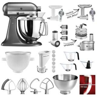 KitchenAid Küchenmaschine Artisan 5KSM175PSEMS Mega-Sommer Set Medallion Silber