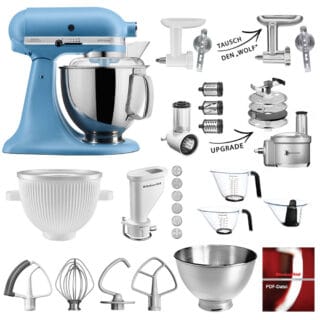 KitchenAid Küchenmaschine Artisan 5KSM175PSEVB Mega-Sommer Set Samtblau
