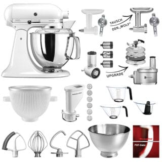KitchenAid Küchenmaschine Artisan 5KSM175PSEWH Mega-Sommer Set Weiß