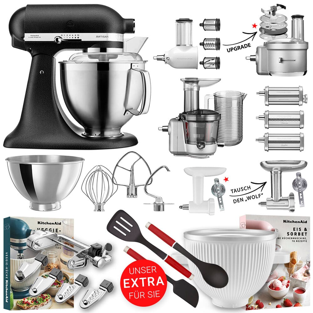 KitchenAid Küchenmaschine Artisan 5KSM185 Alleskönner-Set Gusseisen Schwarz