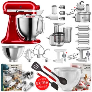 KitchenAid Küchenmaschine Artisan 5KSM185 Alleskönner-Set Liebesapfelrot