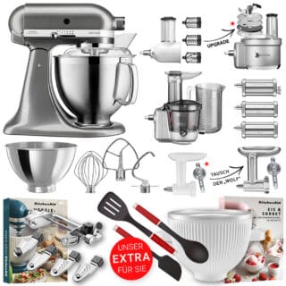 KitchenAid Küchenmaschine Artisan 5KSM185 Alleskönner-Set Medallion Silber