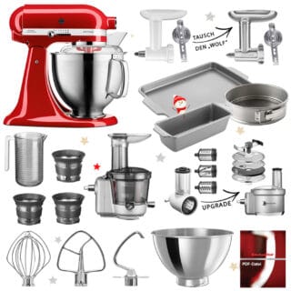KitchenAid Küchenmaschine Artisan 5KSM185 Mega-Winter-Set Empire Rot