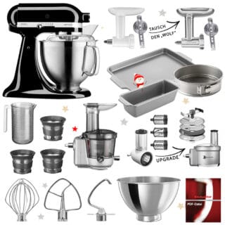 KitchenAid Küchenmaschine Artisan 5KSM185 Mega-Winter-Set Onyx Schwarz