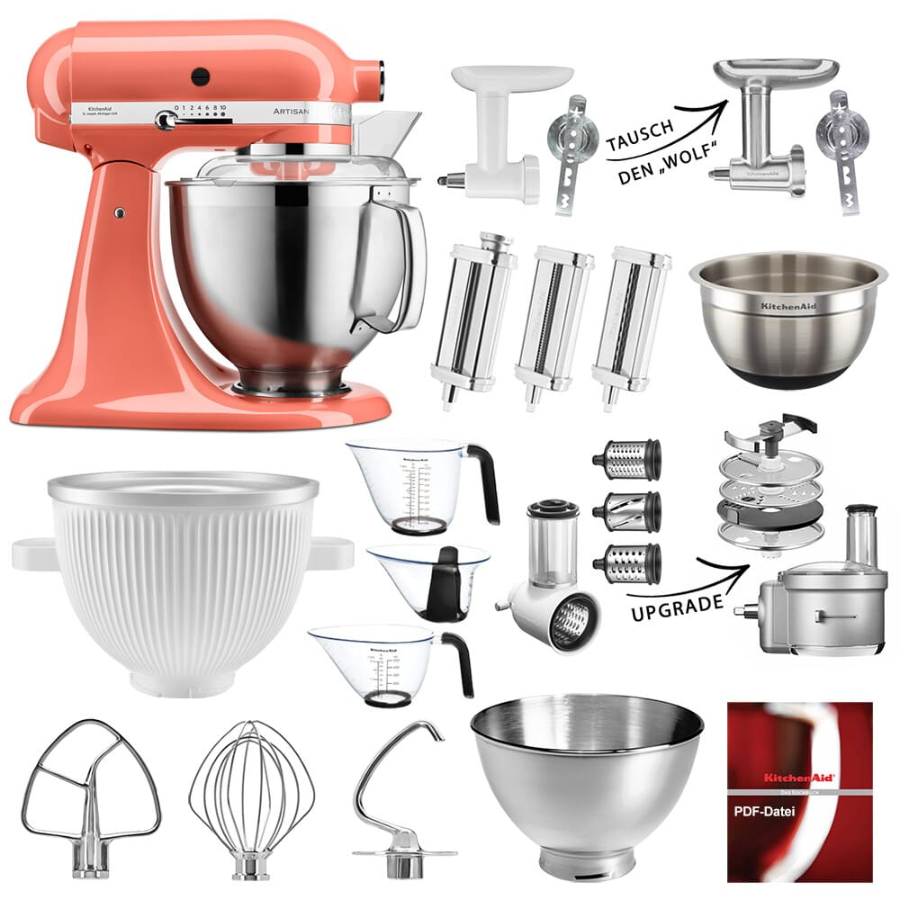 KitchenAid Küchenmaschine Artisan 5KSM185PS Mega-Sommer Set Coralle