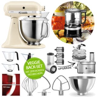 KitchenAid Küchenmaschine Artisan 5KSM185PS Veggie Back-Set Creme
