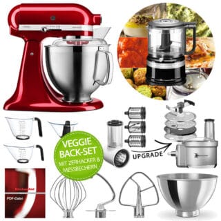 KitchenAid Küchenmaschine Artisan 5KSM185PS Veggie Back-Set Liebesapfelrot