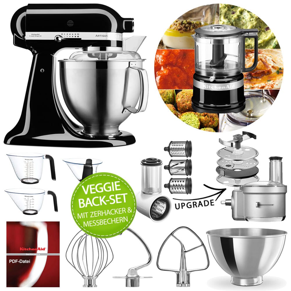 KitchenAid Küchenmaschine Artisan 5KSM185PS Veggie Back-Set Onyx Schwarz