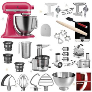 KitchenAid Küchenmaschine Artisan 5KSM195 Mega-Winter-Set Hibiscus