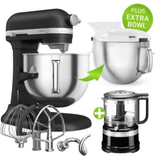 KitchenAid Küchenmaschine Artisan 6,6L 5KSM70SHXEBK PLUS XL-BOWL & 5KFC3516