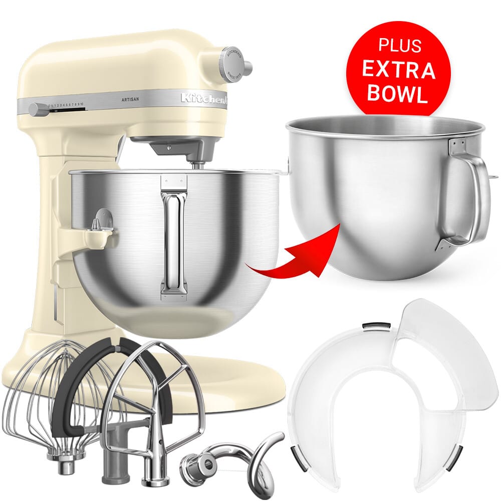 KitchenAid Küchenmaschine Artisan 6,6L Creme PLUS Zusatz-Schüssel