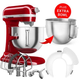 KitchenAid Küchenmaschine Artisan 6,6L Empire Rot PLUS Zusatz-Schüssel