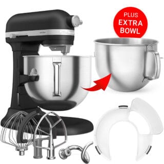 KitchenAid Küchenmaschine Artisan 6,6L Gusseisen Schwarz PLUS Zusatz-Schüssel