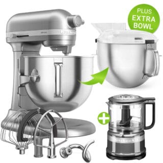 KitchenAid Küchenmaschine Artisan 6,6L Kontur-Silber PLUS XL-BOWL & 5KFC3516