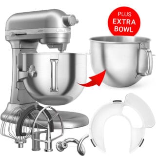 KitchenAid Küchenmaschine Artisan 6,6L Kontur-Silber PLUS Zusatz-Schüssel