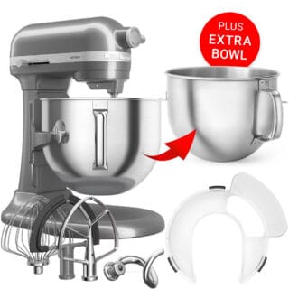 KitchenAid Küchenmaschine Artisan 6,6L Medallion Silber PLUS Zusatz-Schüssel