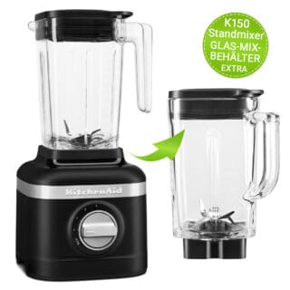 KitchenAid Standmixer K150 5KSB1325E Matt Schwarz inkl. EXTRA Glas-Mix-Behälter