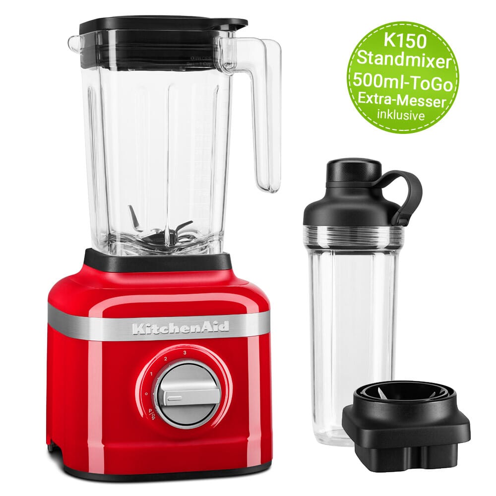 KitchenAid Standmixer K150 Empire Rot inkl. 500ml-ToGo mit Messerbasis