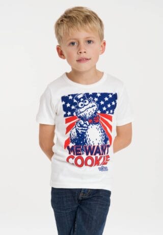 LOGOSHIRT T-Shirt "Cookie Monster - Me Want Cookie" mit coolem Krümelmonster-Frontdruck