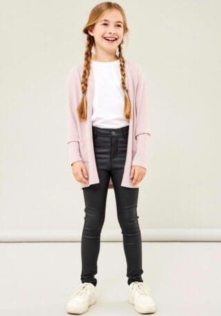 Name It Strickjacke "NKFVICTI – Cardigan ohne Verschluss aus Feinstrick" unifarben, casual, regular fit, Feinstrick, V-Ausschnitt