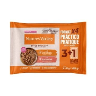 Sparpaket Nature's Variety Kitten Bites in Soße 44 x 70 g - mit Huhn & Lachs