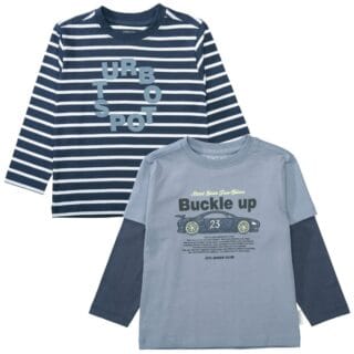 STACCATO Langarmshirt 2 tlg. 2er Pack, geringelt und mit Frontprint, für Boys