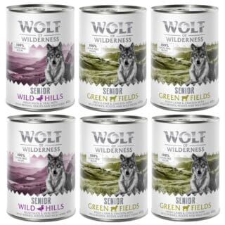 Wolf of Wilderness Senior - Mixpaket - 6 x 400 g 4x Lamm & Huhn, 2x Ente & Kalb